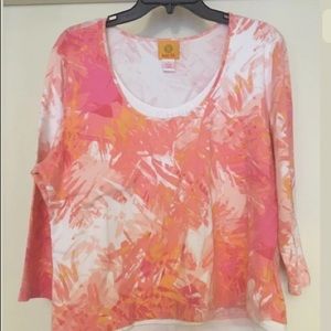 Ruby Rd Size XL Multi Color Scoop Neck 3/4 Sleeves
